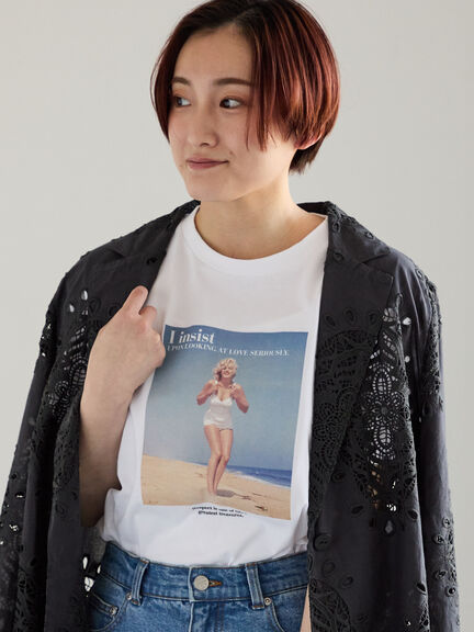 マリリンモンロービーチフォトTシャツ（オフホワイト/ブラック）｜Te chichi（テチチ）通販
