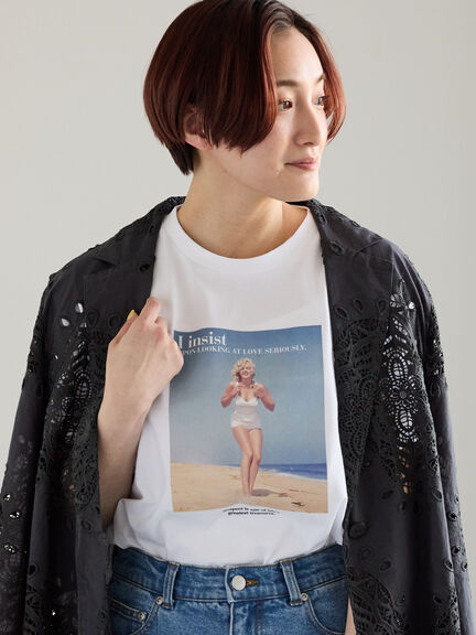 マリリンモンロービーチフォトTシャツ（オフホワイト/ブラック）｜Te chichi（テチチ）通販