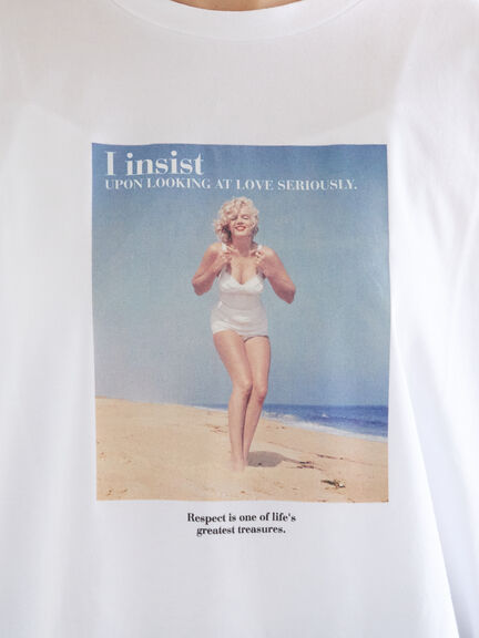 マリリンモンロービーチフォトTシャツ（オフホワイト/ブラック）｜Te chichi（テチチ）通販