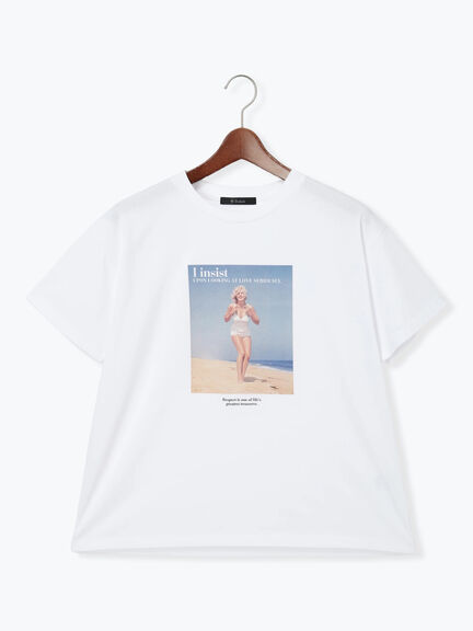 マリリンモンロービーチフォトTシャツ（オフホワイト/ブラック）｜Te chichi（テチチ）通販