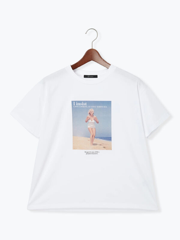 セール】 マリリンモンロービーチフォトTシャツ（オフホワイト