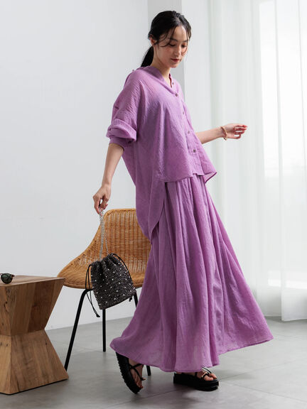 【新色追加】シャンブレーボイルシャツ(セットアップ可)《2026 SUMMER LOOK item》（オフホワイト/ブラック/オレンジ/グリーン/ブルー/ラベンダー）｜Te chichi（テチチ）通販