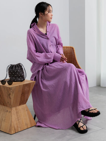 【新色追加】シャンブレーボイルシャツ(セットアップ可)《2026 SUMMER LOOK item》（オフホワイト/ブラック/オレンジ/グリーン/ブルー/ラベンダー）｜Te chichi（テチチ）通販