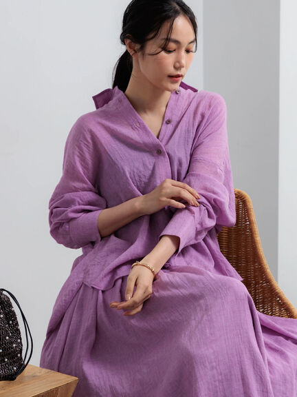 【新色追加】シャンブレーボイルシャツ(セットアップ可)《2026 SUMMER LOOK item》（オフホワイト/ブラック/オレンジ/グリーン/ブルー/ラベンダー）｜Te chichi（テチチ）通販