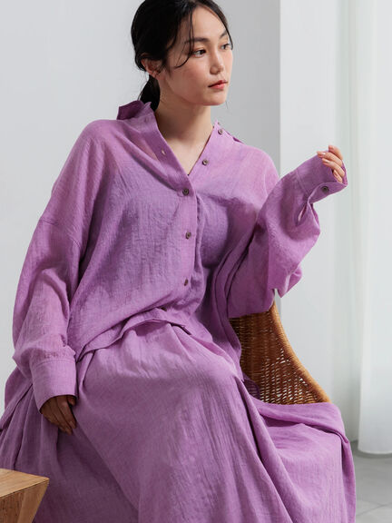 【新色追加】シャンブレーボイルシャツ(セットアップ可)《2026 SUMMER LOOK item》（オフホワイト/ブラック/オレンジ/グリーン/ブルー/ラベンダー）｜Te chichi（テチチ）通販