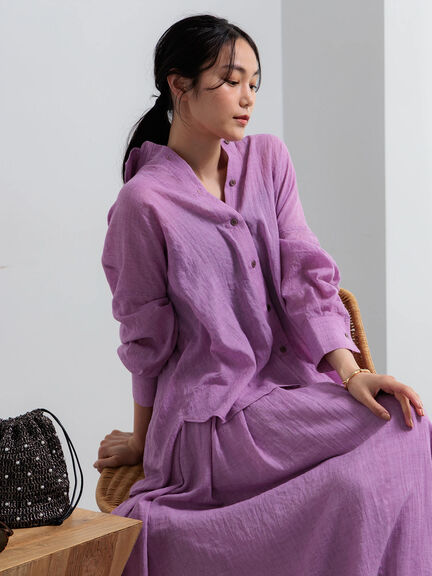 【新色追加】シャンブレーボイルシャツ(セットアップ可)《2026 SUMMER LOOK item》（オフホワイト/ブラック/オレンジ/グリーン/ブルー/ラベンダー）｜Te chichi（テチチ）通販