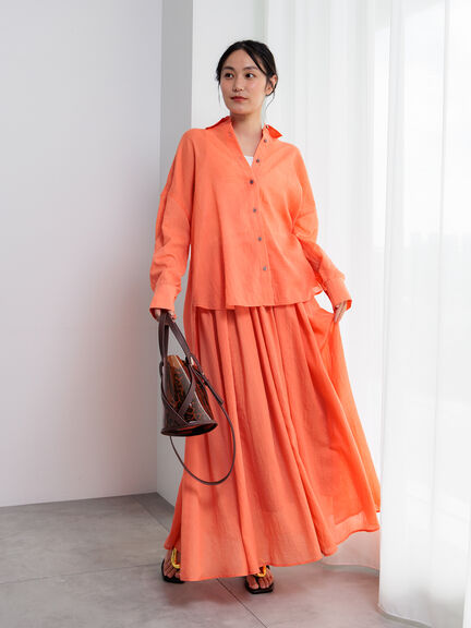 【新色追加】シャンブレーボイルシャツ(セットアップ可)《2026 SUMMER LOOK item》（オフホワイト/ブラック/オレンジ/グリーン/ブルー/ラベンダー）｜Te chichi（テチチ）通販