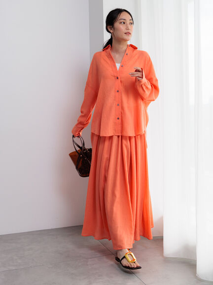 【新色追加】シャンブレーボイルシャツ(セットアップ可)《2026 SUMMER LOOK item》（オフホワイト/ブラック/オレンジ/グリーン/ブルー/ラベンダー）｜Te chichi（テチチ）通販
