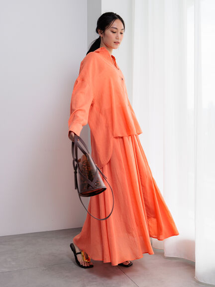 【新色追加】シャンブレーボイルシャツ(セットアップ可)《2026 SUMMER LOOK item》（オフホワイト/ブラック/オレンジ/グリーン/ブルー/ラベンダー）｜Te chichi（テチチ）通販