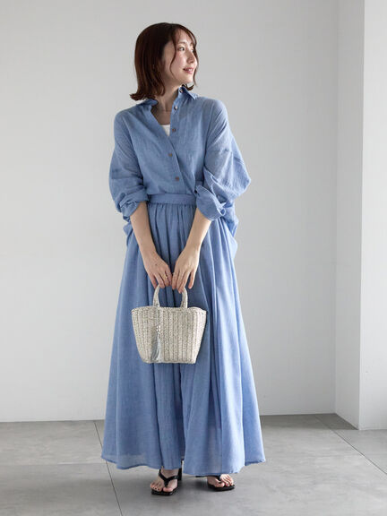 【新色追加】シャンブレーボイルシャツ(セットアップ可)《2026 SUMMER LOOK item》（オフホワイト/ブラック/オレンジ/グリーン/ブルー/ラベンダー）｜Te chichi（テチチ）通販