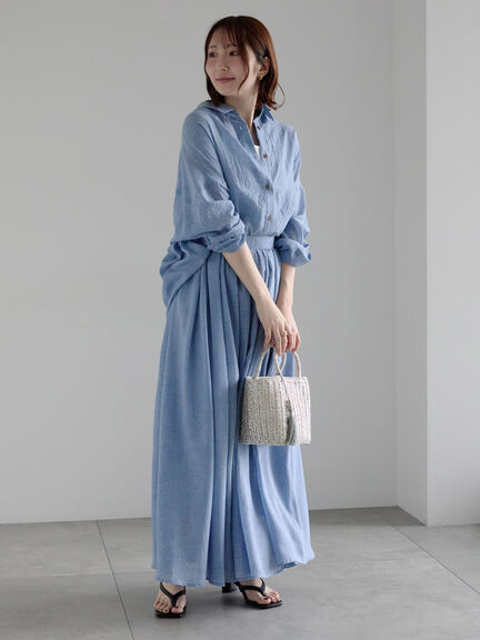 【新色追加】シャンブレーボイルシャツ(セットアップ可)《2026 SUMMER LOOK item》（オフホワイト/ブラック/オレンジ/グリーン/ブルー/ラベンダー）｜Te chichi（テチチ）通販