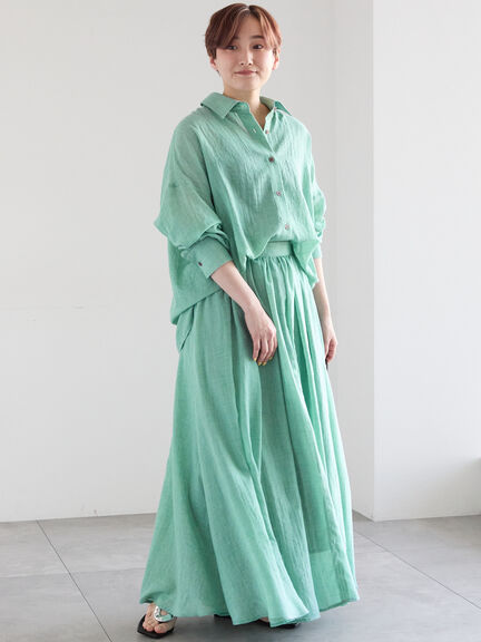 【新色追加】シャンブレーボイルシャツ(セットアップ可)《2026 SUMMER LOOK item》（オフホワイト/ブラック/オレンジ/グリーン/ブルー/ラベンダー）｜Te chichi（テチチ）通販