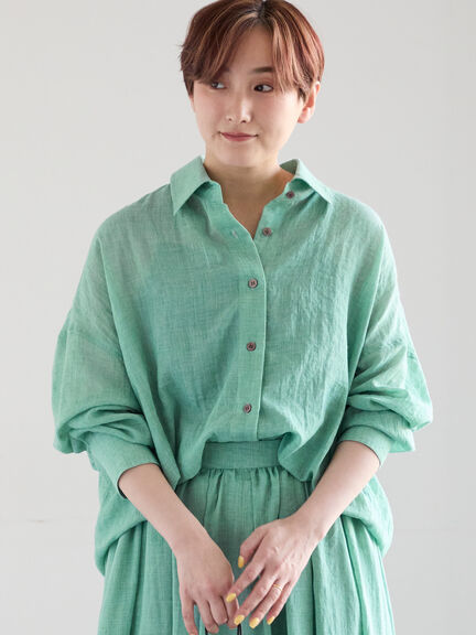 【新色追加】シャンブレーボイルシャツ(セットアップ可)《2026 SUMMER LOOK item》（オフホワイト/ブラック/オレンジ/グリーン/ブルー/ラベンダー）｜Te chichi（テチチ）通販