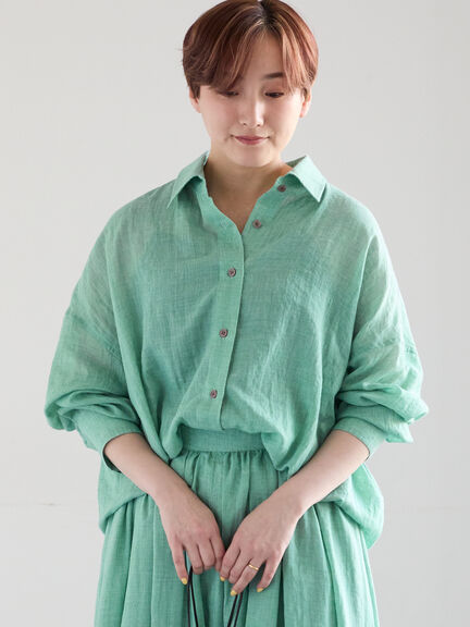 【新色追加】シャンブレーボイルシャツ(セットアップ可)《2026 SUMMER LOOK item》（オフホワイト/ブラック/オレンジ/グリーン/ブルー/ラベンダー）｜Te chichi（テチチ）通販