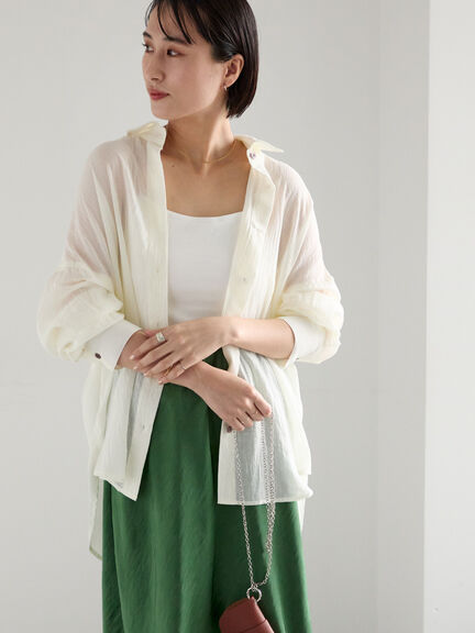 【新色追加】シャンブレーボイルシャツ(セットアップ可)《2026 SUMMER LOOK item》（オフホワイト/ブラック/オレンジ/グリーン/ブルー/ラベンダー）｜Te chichi（テチチ）通販