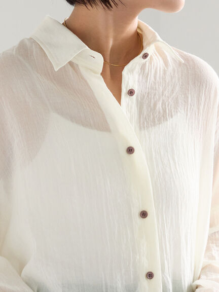 【新色追加】シャンブレーボイルシャツ(セットアップ可)《2026 SUMMER LOOK item》（オフホワイト/ブラック/オレンジ/グリーン/ブルー/ラベンダー）｜Te chichi（テチチ）通販