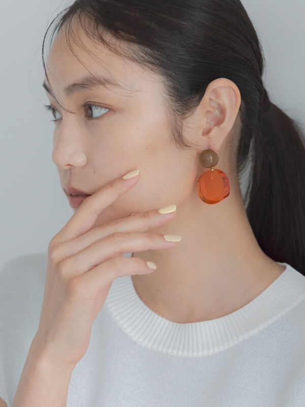 オーバルモチーフピアス（グレー/ブラウン/アクセサリー/ピアス・指輪
