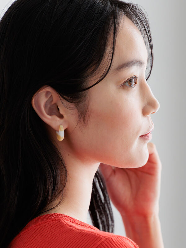 サークルモチーフピアス（オフホワイト/ブラウン/アクセサリー/ピアス 