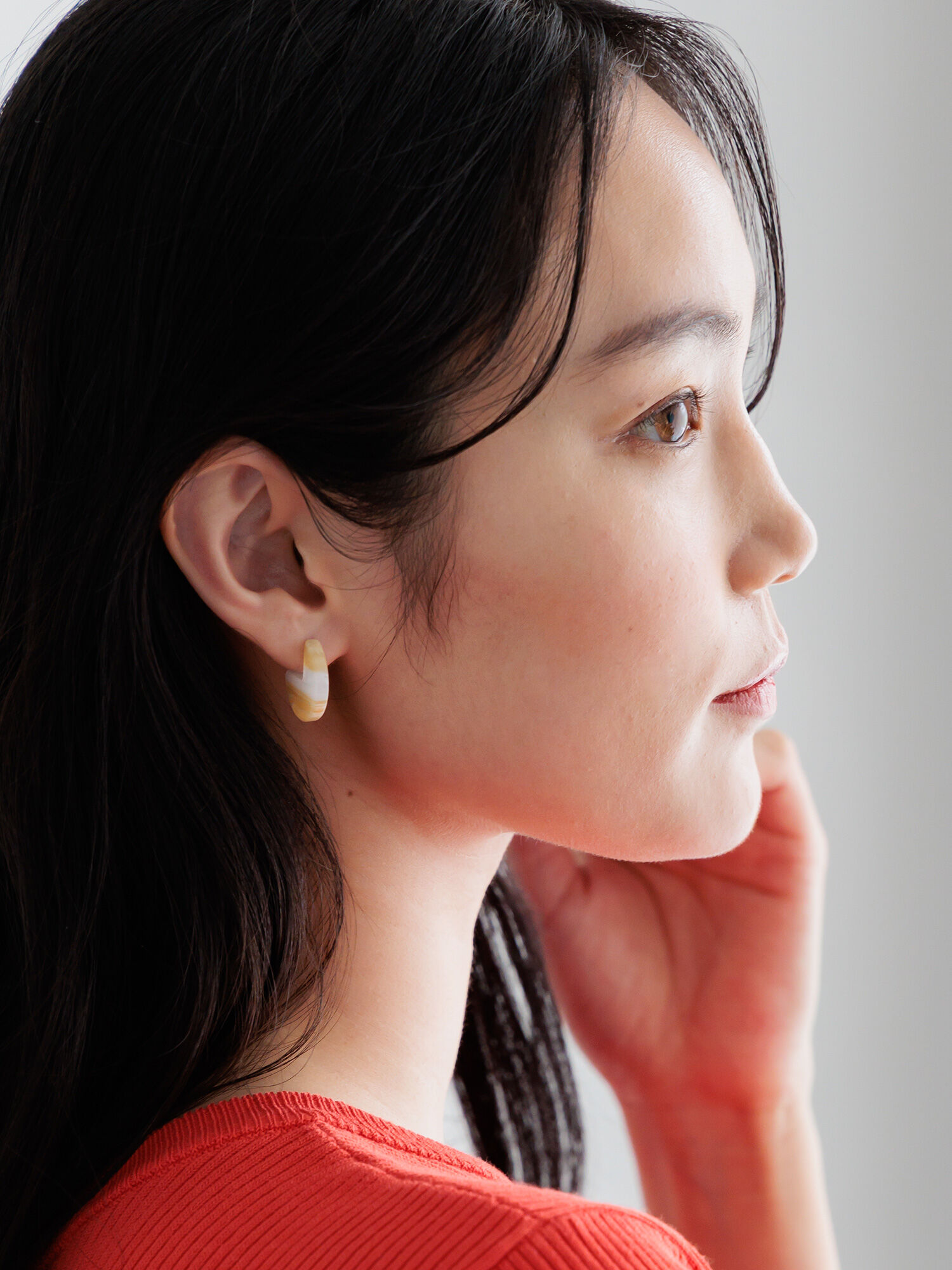 サークルモチーフピアス（オフホワイト/ブラウン/アクセサリー/ピアス