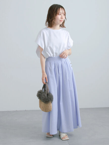 【接触冷感/遮熱/吸水速乾】ショルダータックドルマンTシャツ（オフホワイト/チャコールグレー/ブラック/ブルー）｜Te chichi（テチチ）通販