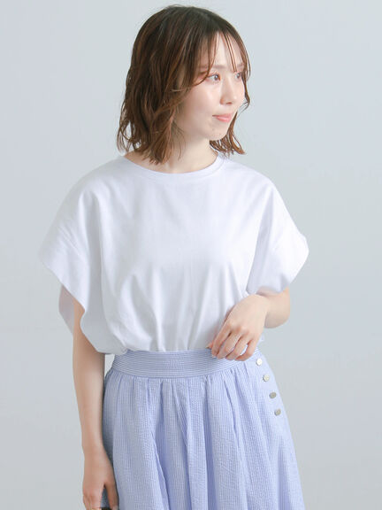 【接触冷感/遮熱/吸水速乾】ショルダータックドルマンTシャツ（オフホワイト/チャコールグレー/ブラック/ブルー）｜Te chichi（テチチ）通販