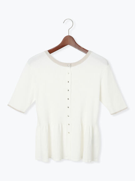 【調温】ペプラムハーフスリーブニット（オフホワイト/ブラック/オレンジ）｜Te chichi（テチチ）通販