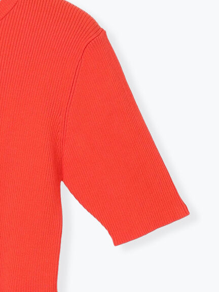 【調温】ペプラムハーフスリーブニット（オフホワイト/ブラック/オレンジ）｜Te chichi（テチチ）通販