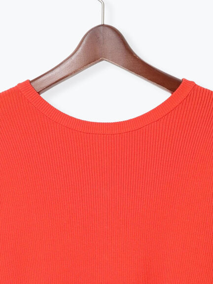 【調温】ペプラムハーフスリーブニット（オフホワイト/ブラック/オレンジ）｜Te chichi（テチチ）通販