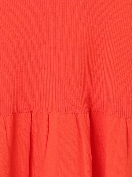 【調温】ペプラムハーフスリーブニット（オフホワイト/ブラック/オレンジ）｜Te chichi（テチチ）通販