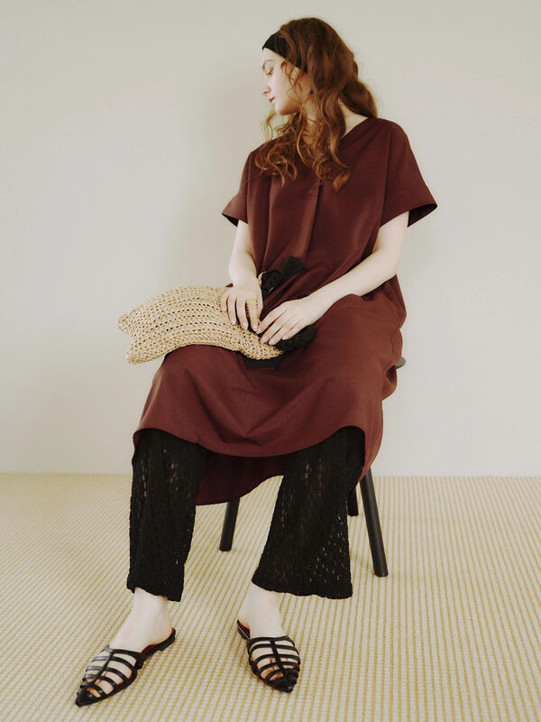 セール】 麻調サックワンピース《2026 SUMMER LOOK item》（ブラック