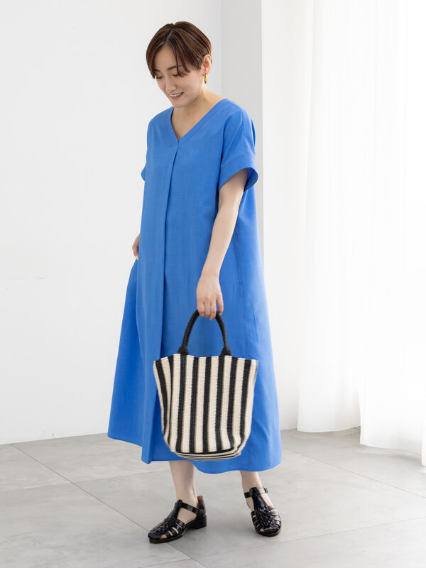 セール】 麻調サックワンピース《2026 SUMMER LOOK item》（ブラック