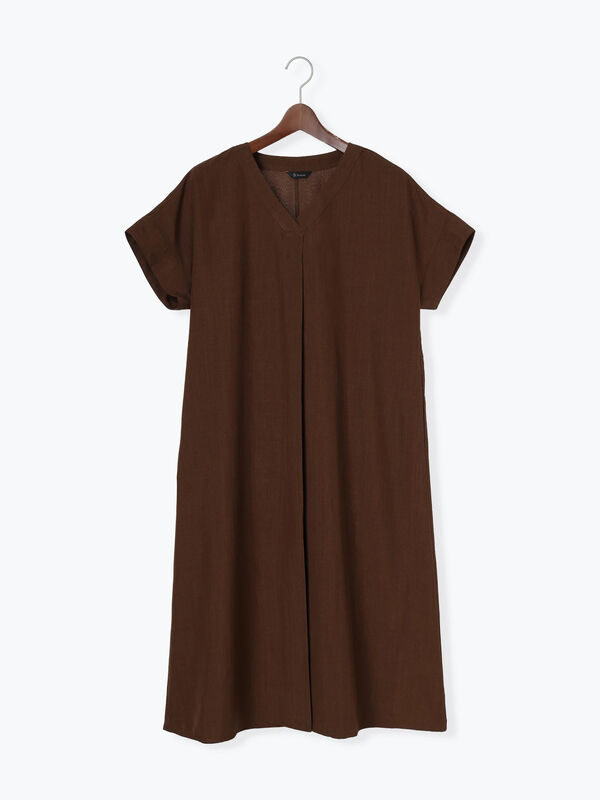 麻調サックワンピース《2026 SUMMER LOOK item》（ブラック/レッド