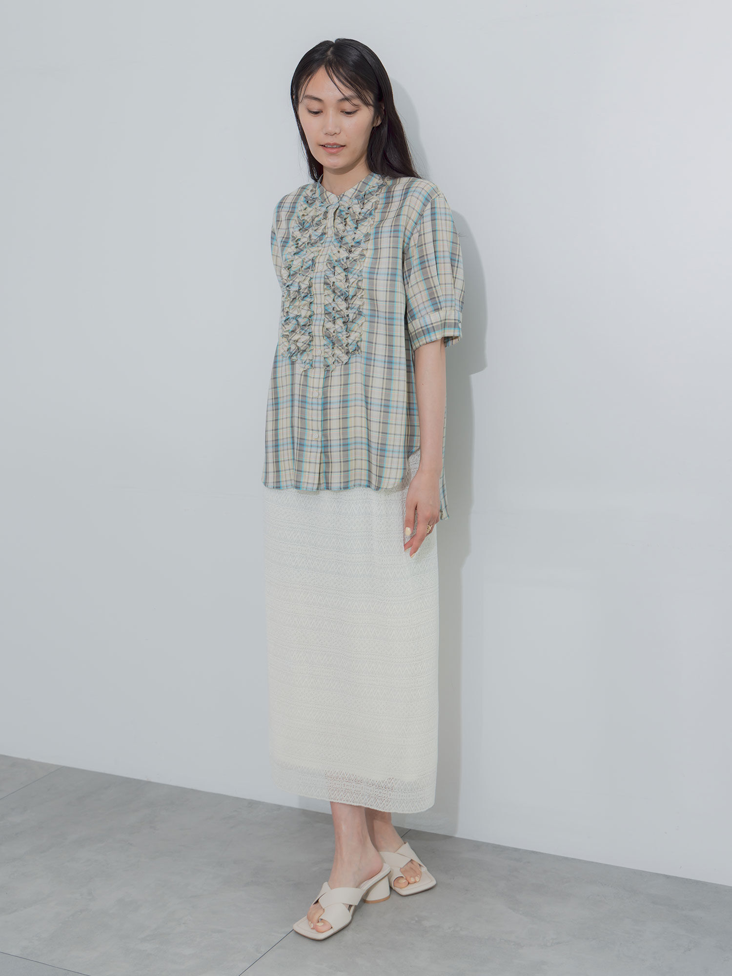 セール】 レースプリーツナロースカート《2026 SUMMER LOOK item