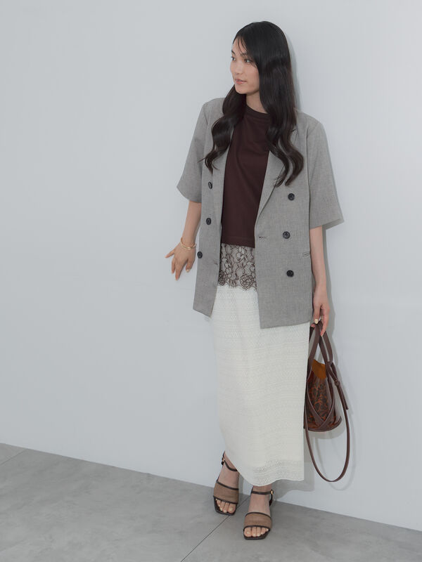 レースプリーツナロースカート《2026 SUMMER LOOK item》（オフ