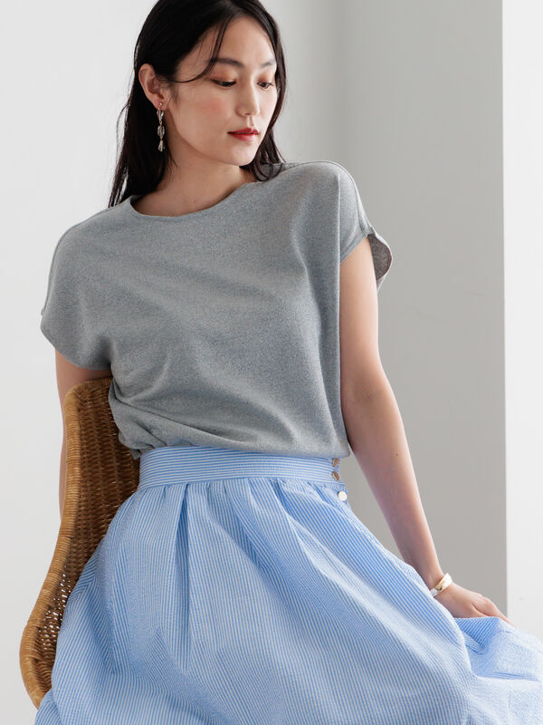 【多機能】フレンチスリーブニット《2026Summer catalog item》（シルバー）｜Te chichi（テチチ）通販