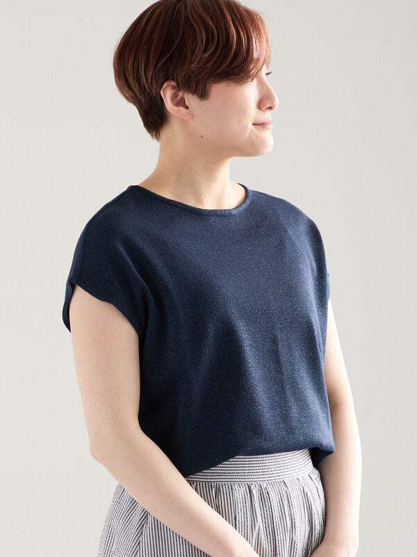 【多機能】フレンチスリーブニット《2026Summer catalog item》（ネイビー）｜Te chichi（テチチ）通販