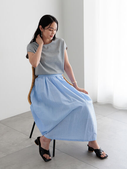 【多機能】フレンチスリーブニット《2026Summer catalog item》（オフホワイト/シルバー/ピンク/サックスブルー/ネイビー）｜Te chichi（テチチ）通販