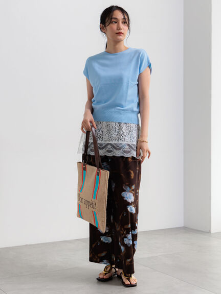 【多機能】フレンチスリーブニット《2026Summer catalog item》（オフホワイト/シルバー/ピンク/サックスブルー/ネイビー）｜Te chichi（テチチ）通販