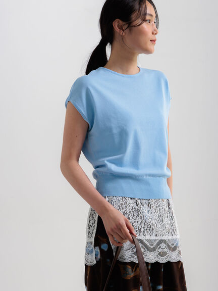 【多機能】フレンチスリーブニット《2026Summer catalog item》（オフホワイト/シルバー/ピンク/サックスブルー/ネイビー）｜Te chichi（テチチ）通販
