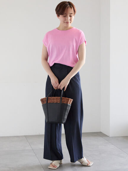【多機能】フレンチスリーブニット《2026Summer catalog item》（オフホワイト/シルバー/ピンク/サックスブルー/ネイビー）｜Te chichi（テチチ）通販