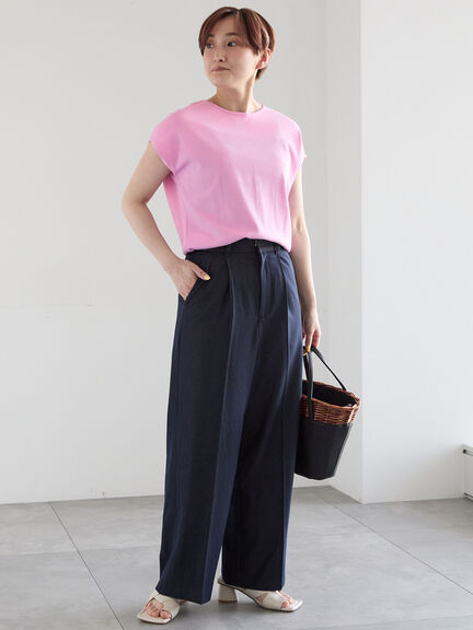 【多機能】フレンチスリーブニット《2026Summer catalog item》（オフホワイト/シルバー/ピンク/サックスブルー/ネイビー）｜Te chichi（テチチ）通販
