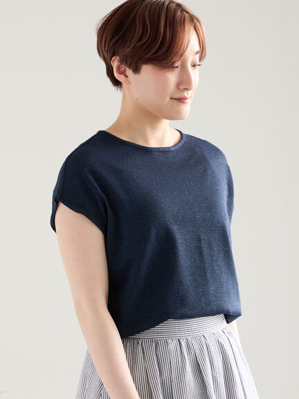 【多機能】フレンチスリーブニット《2026Summer catalog item》（オフホワイト/シルバー/ピンク/サックスブルー/ネイビー）｜Te chichi（テチチ）通販