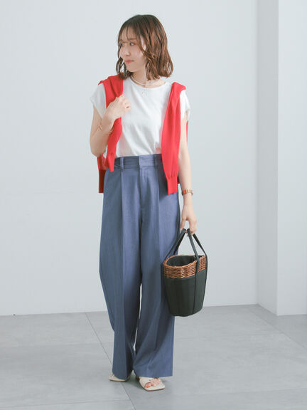 【多機能】フレンチスリーブニット《2026Summer catalog item》（オフホワイト/シルバー/ピンク/サックスブルー/ネイビー）｜Te chichi（テチチ）通販