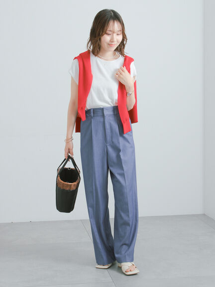 【多機能】フレンチスリーブニット《2026Summer catalog item》（オフホワイト/シルバー/ピンク/サックスブルー/ネイビー）｜Te chichi（テチチ）通販