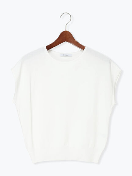 【多機能】フレンチスリーブニット《2026Summer catalog item》（オフホワイト/シルバー/ピンク/サックスブルー/ネイビー）｜Te chichi（テチチ）通販