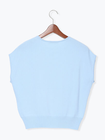 【多機能】フレンチスリーブニット《2026Summer catalog item》（オフホワイト/シルバー/ピンク/サックスブルー/ネイビー）｜Te chichi（テチチ）通販