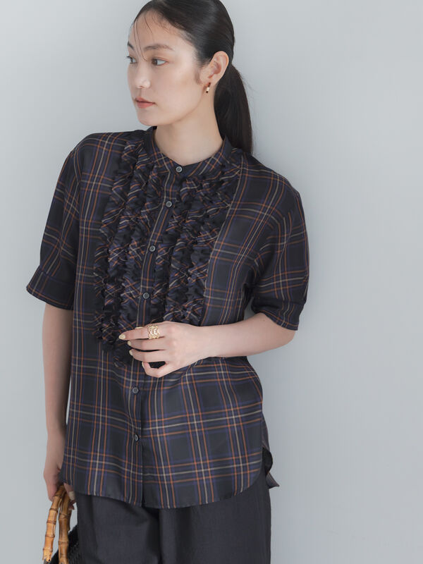チェックフリルブラウス《2026 SUMMER LOOK item》（イエロー/ブルー