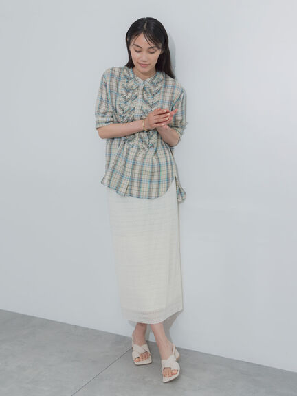 チェックフリルブラウス《2026 SUMMER LOOK item》（イエロー/ブルー/ネイビー）｜Te chichi（テチチ）通販
