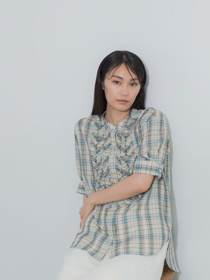 チェックフリルブラウス《2026 SUMMER LOOK item》（イエロー/ブルー/ネイビー）｜Te chichi（テチチ）通販