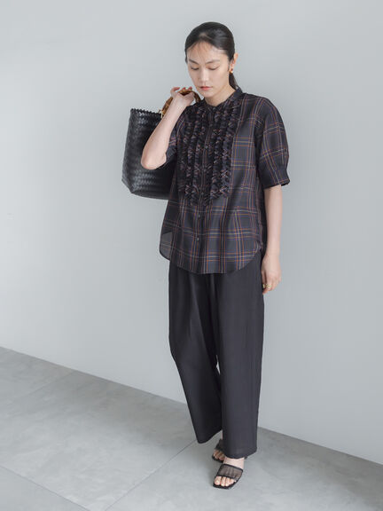 チェックフリルブラウス《2026 SUMMER LOOK item》（イエロー/ブルー/ネイビー）｜Te chichi（テチチ）通販